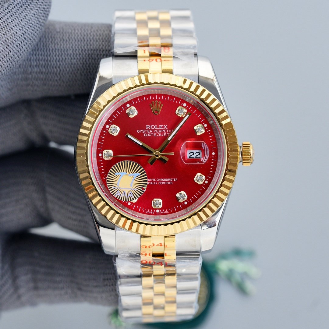 DATEJUST 41MM TWO-TONE RED DIAL JUBILEE BRACELET