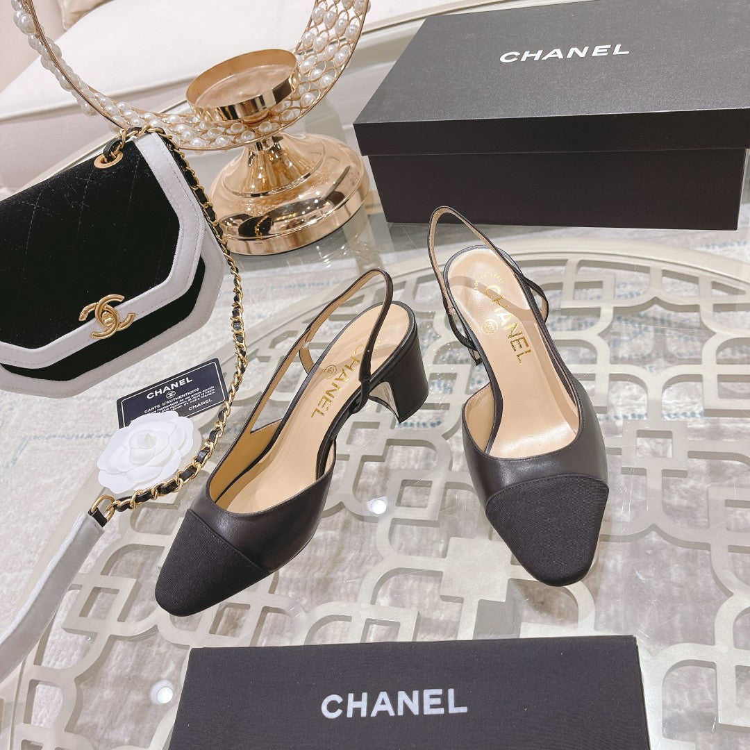 Chanel Slingback Pump Black Sheepskin 174550