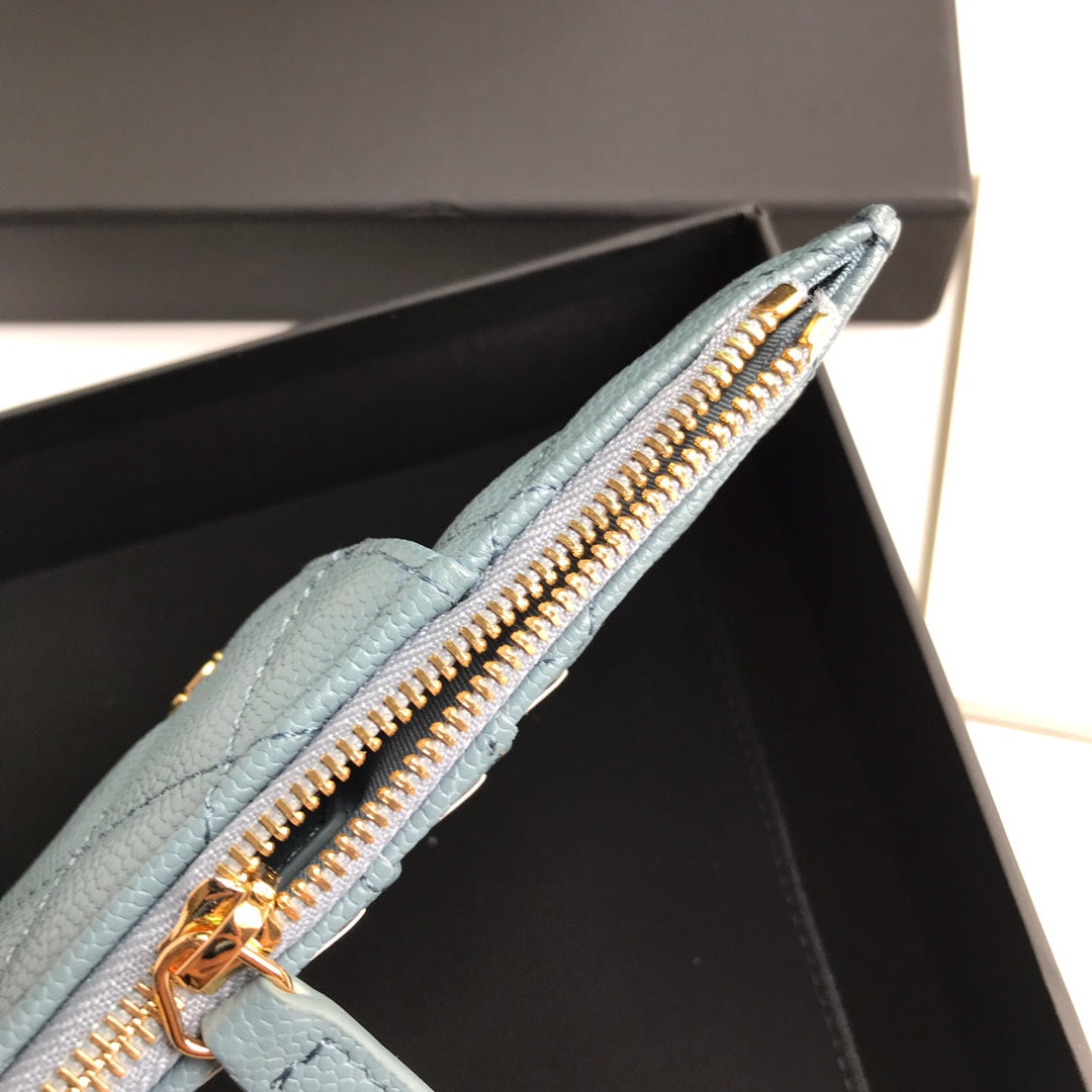 CC MOBILE PURSE 19.5 SAPPHIRE GRAINED CALFSKIN GOLD ICON