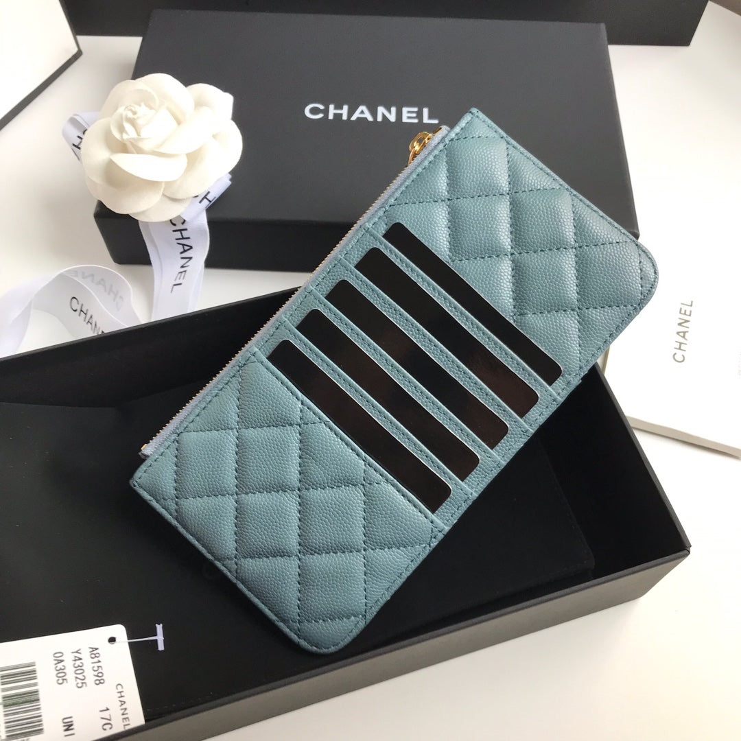 CC MOBILE PURSE 19.5 SAPPHIRE GRAINED CALFSKIN GOLD ICON