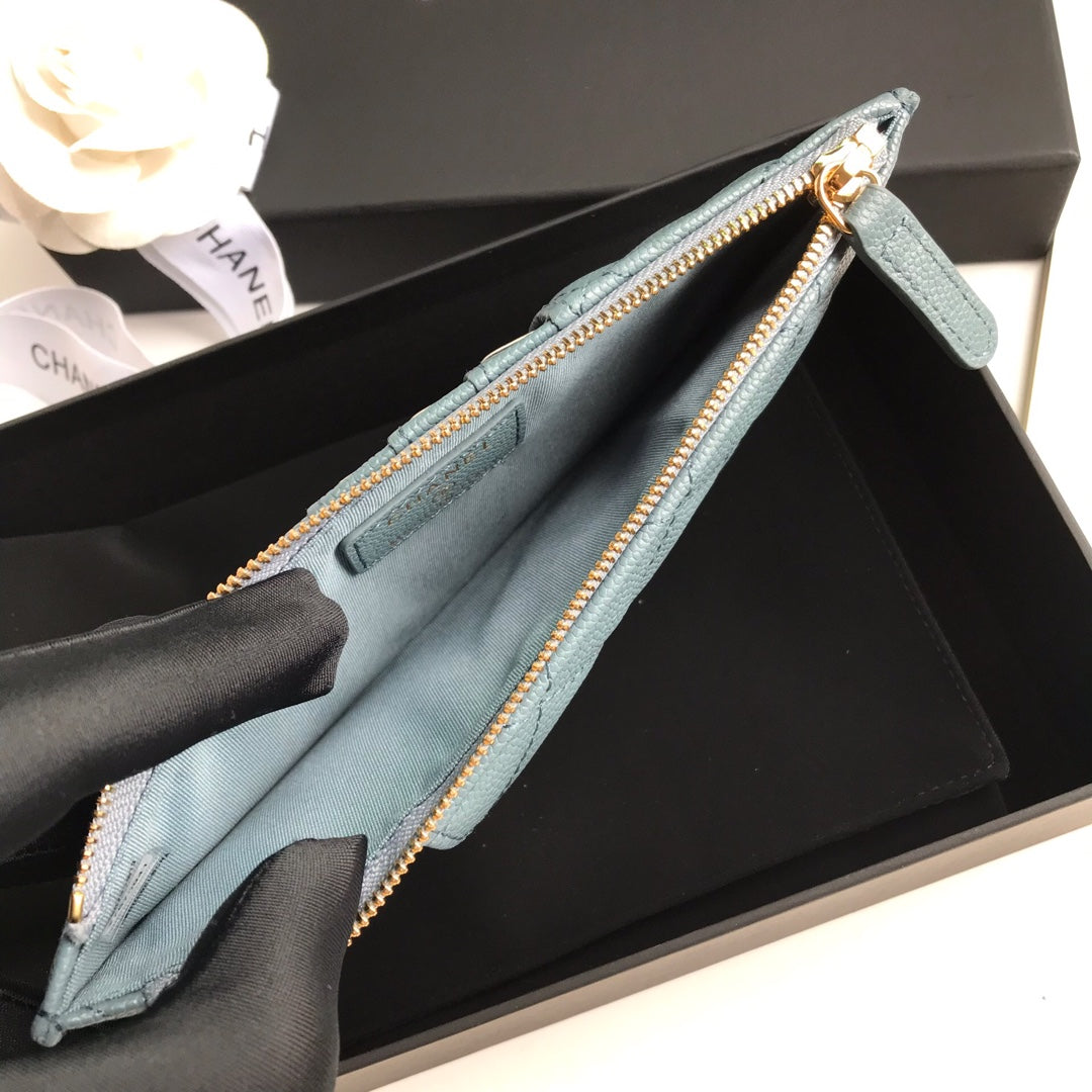 CC MOBILE PURSE 19.5 SAPPHIRE GRAINED CALFSKIN GOLD ICON
