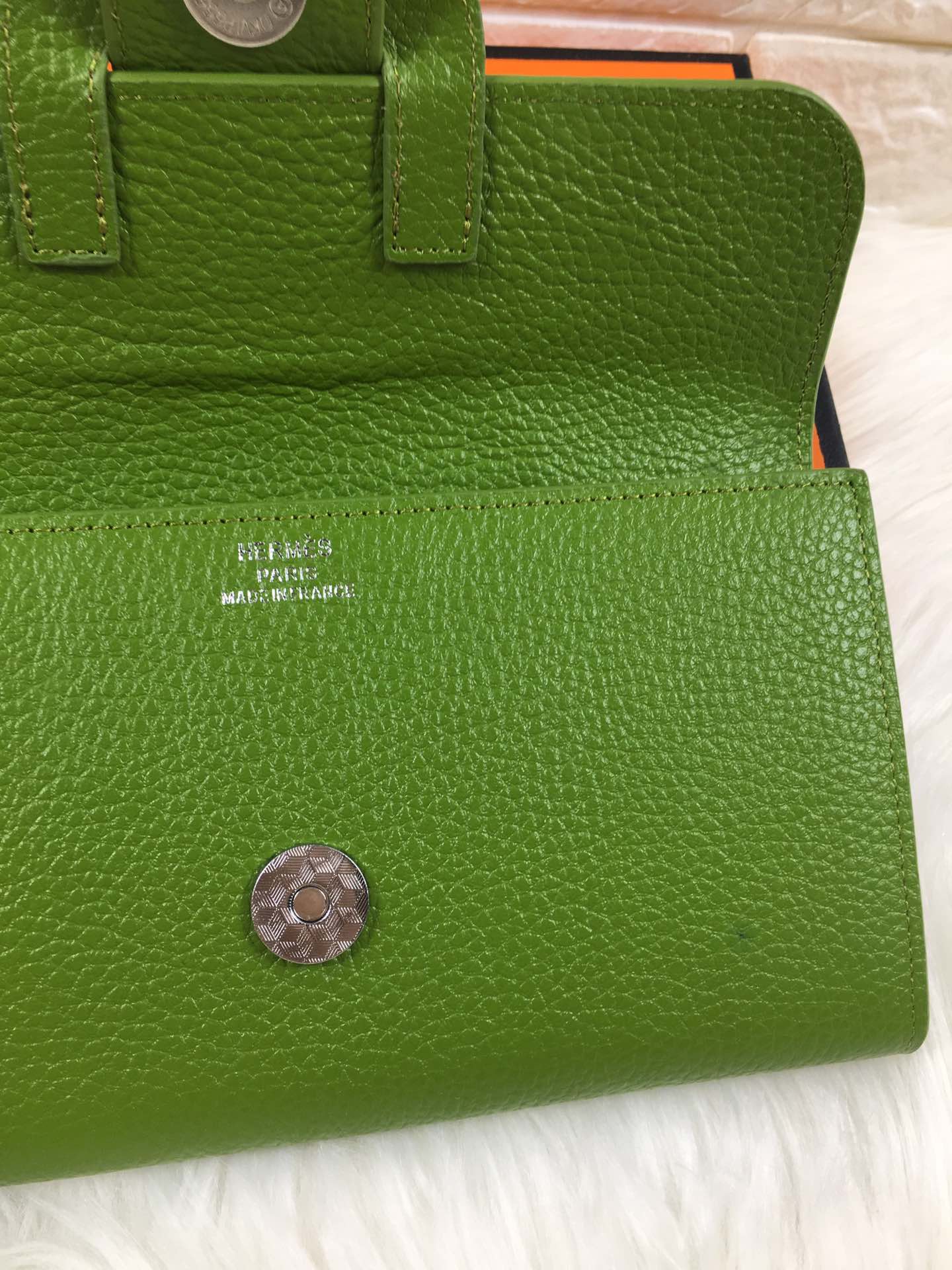 HM SNAP LOCK WALLET 19.5 GREEN GRAINED CALFSKIN