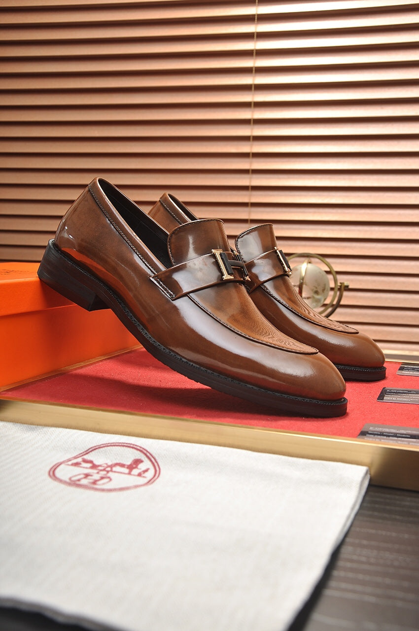 HM Men's Loafer Brown Patent Leather 526111