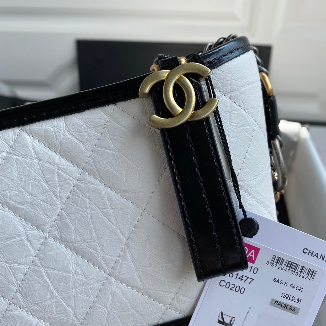 Chanel 25 Gabrielle Black White  20cm Calfskin 289506
