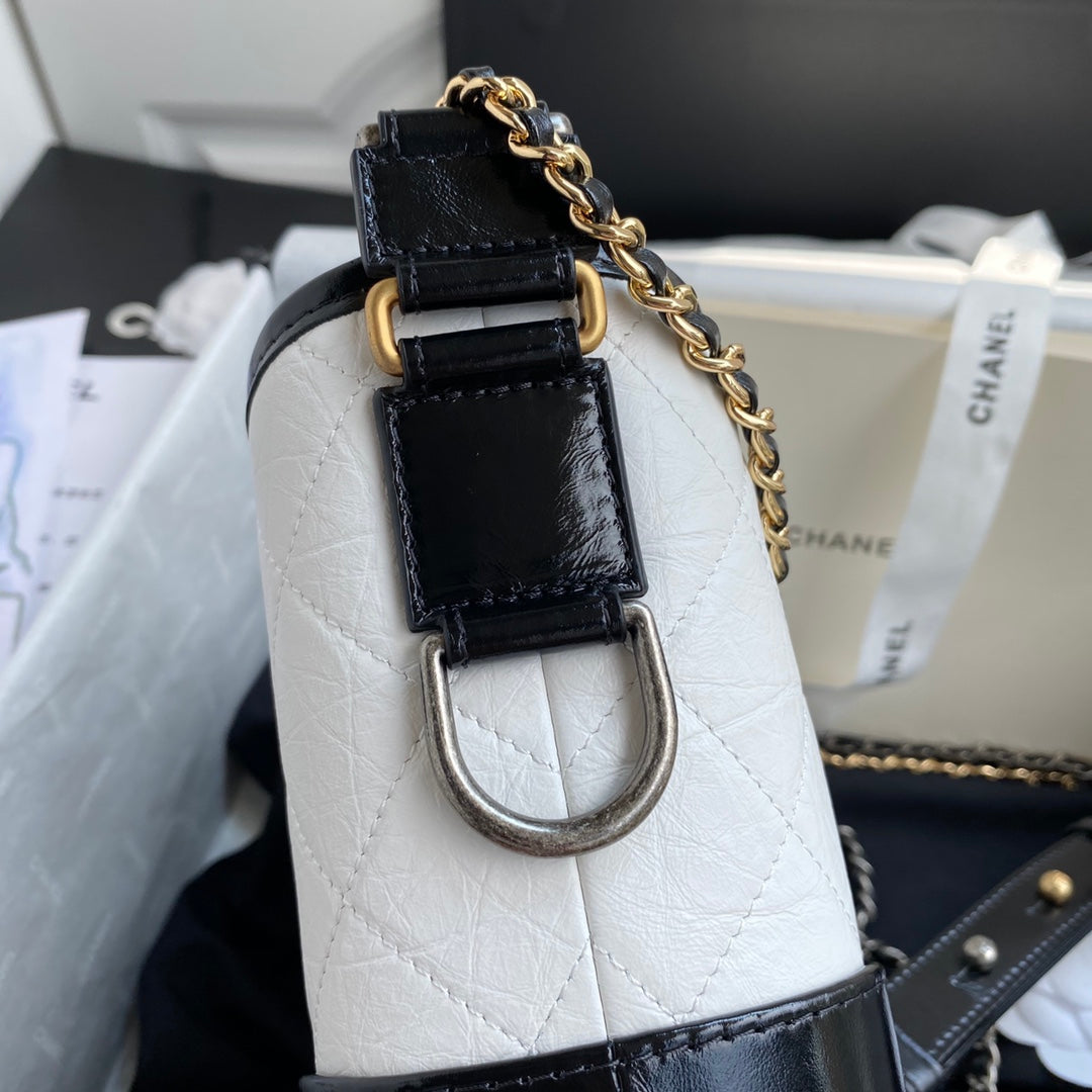 Chanel 25 Gabrielle Black White  20cm Calfskin 289506
