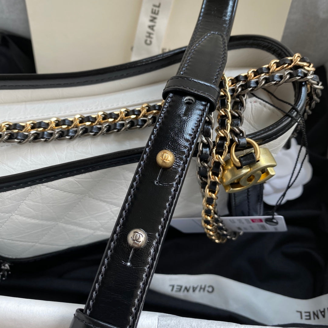Chanel 25 Gabrielle Black White  20cm Calfskin 289506