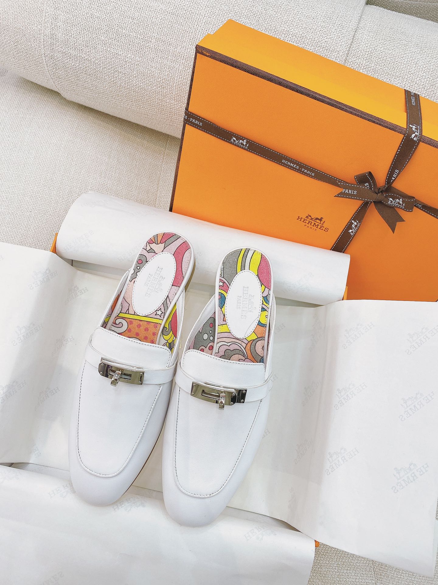 HM Oz Mule White Cowhide 348089