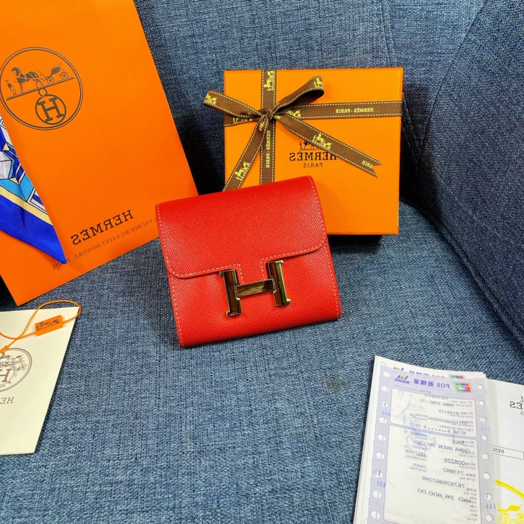 HM CONSTANCE 12 RED CALFSKIN GOLD HARDWARE