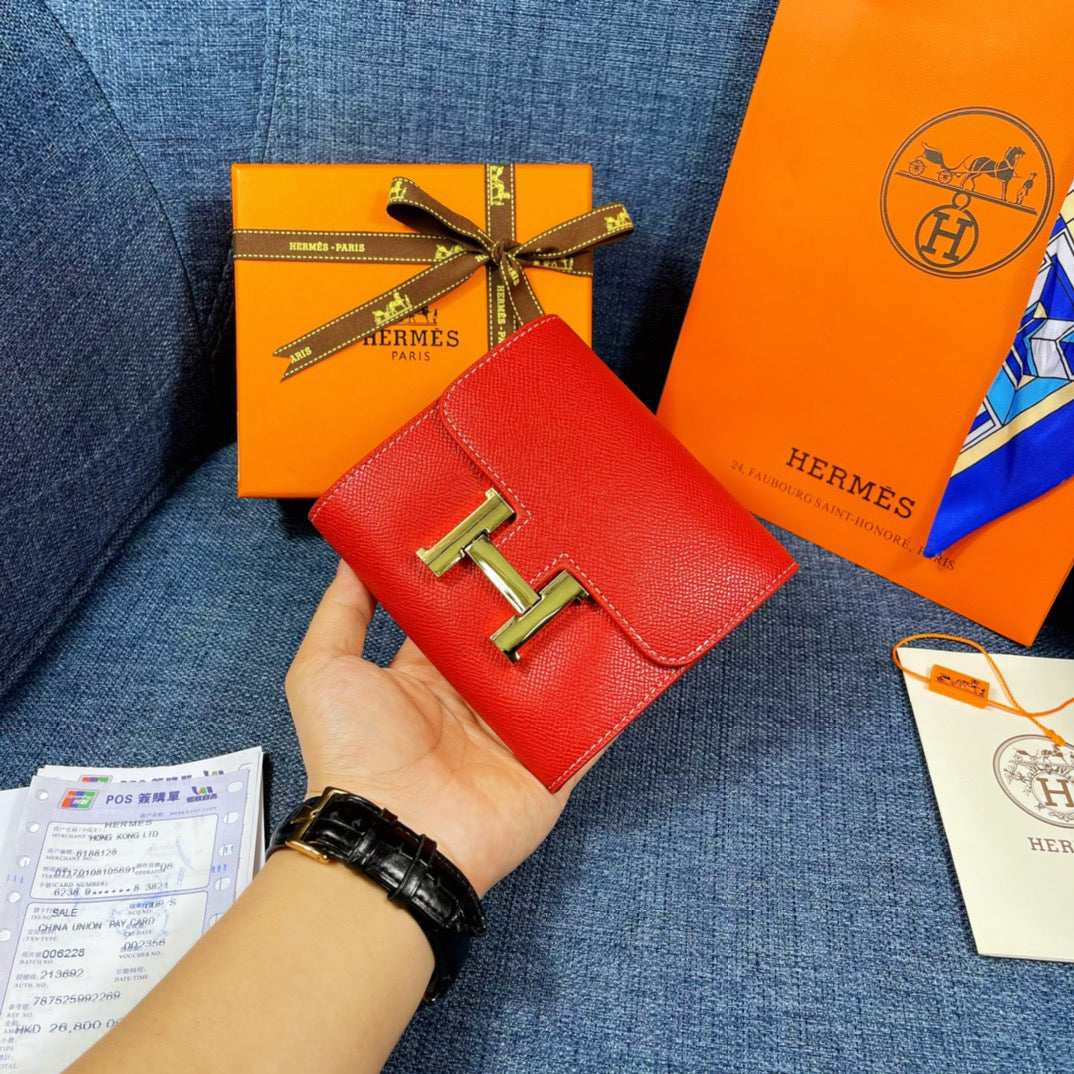 HM CONSTANCE 12 RED CALFSKIN GOLD HARDWARE