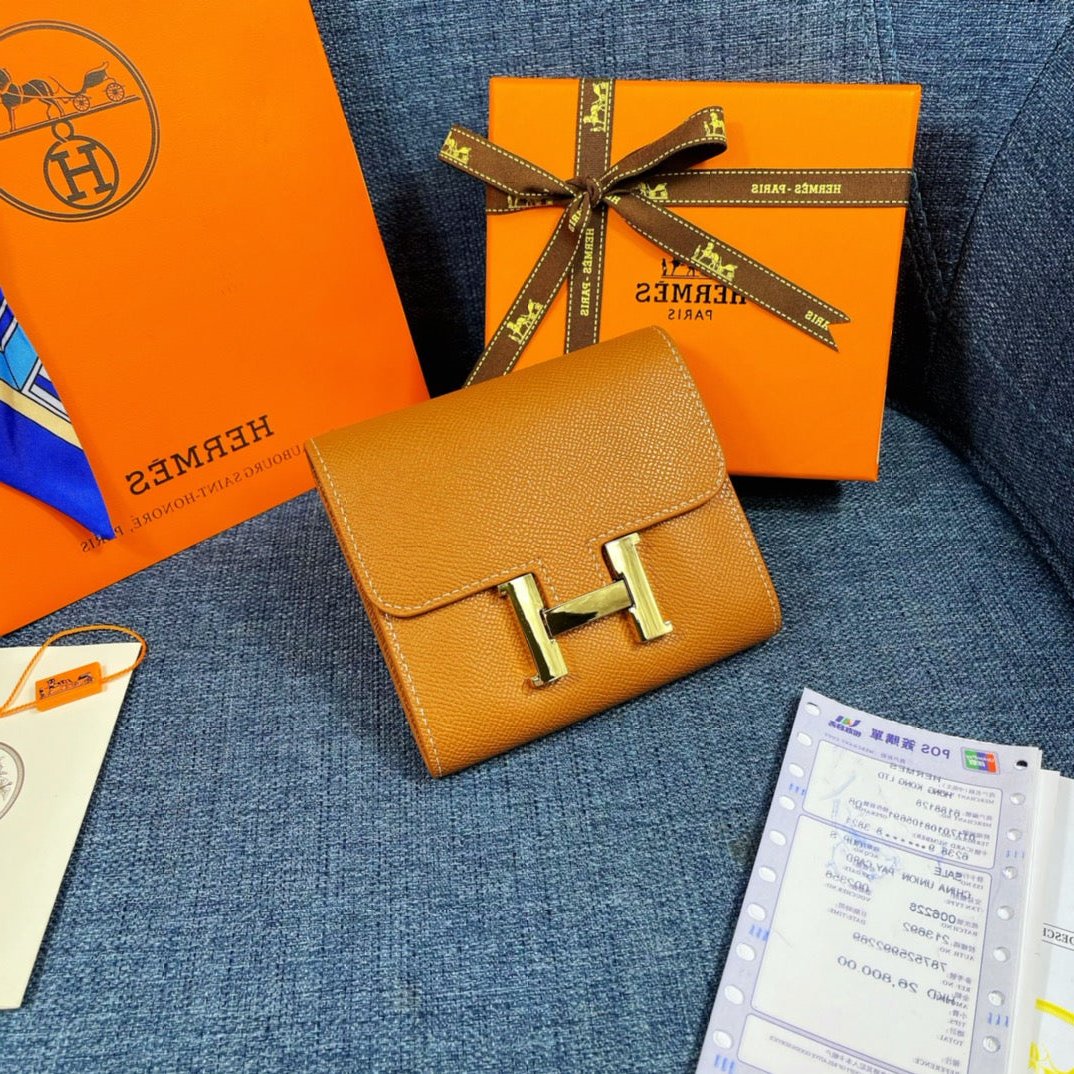HM CONSTANCE 12 HONEY CALFSKIN GOLD HARDWARE