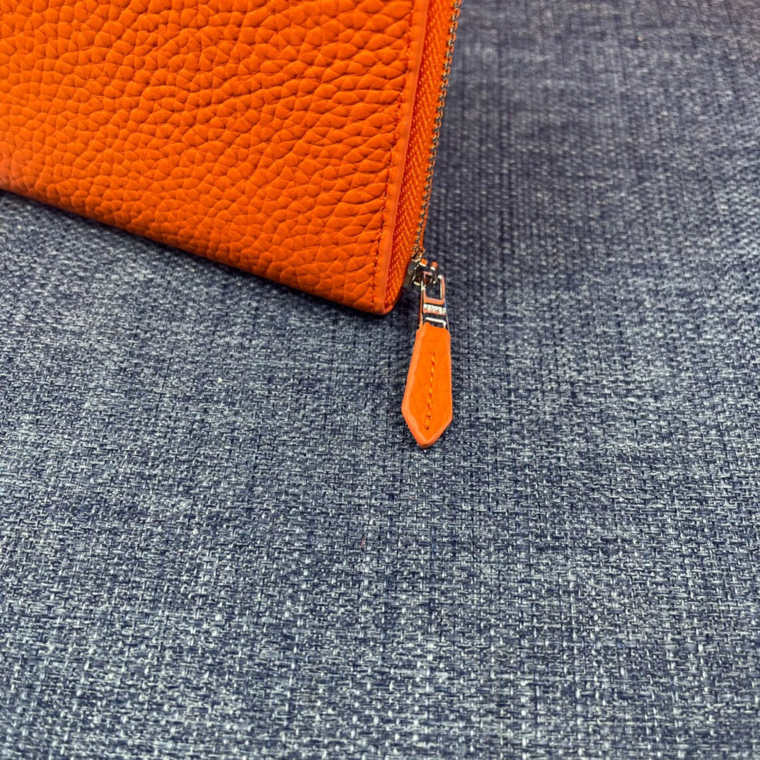 HM SILK'IN CLASSIC WALLET 19 ORANGE GRAINED CALFSKIN