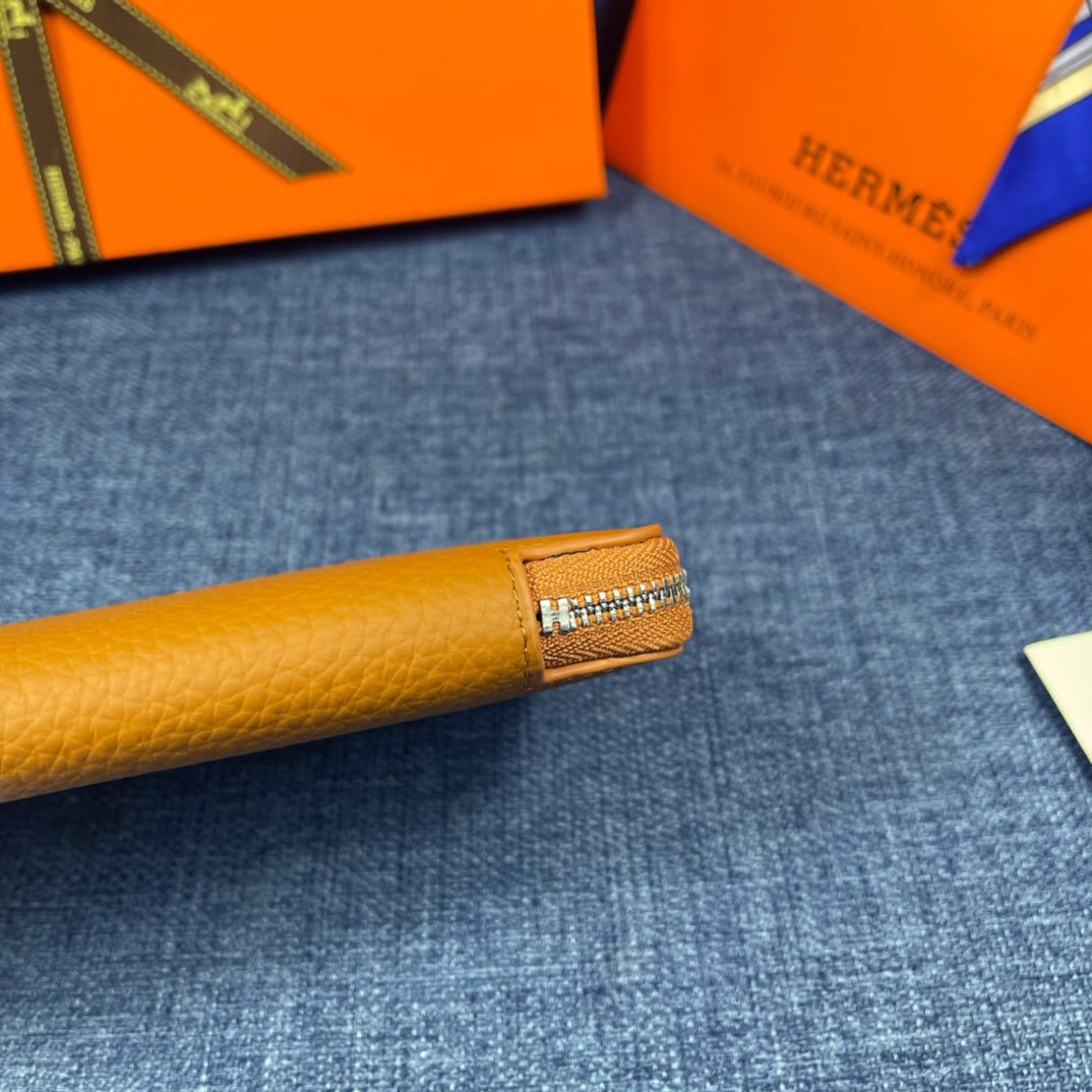 HM SILK'IN HOLED WALLET 19 BRONZE GRAINED CALFSKIN