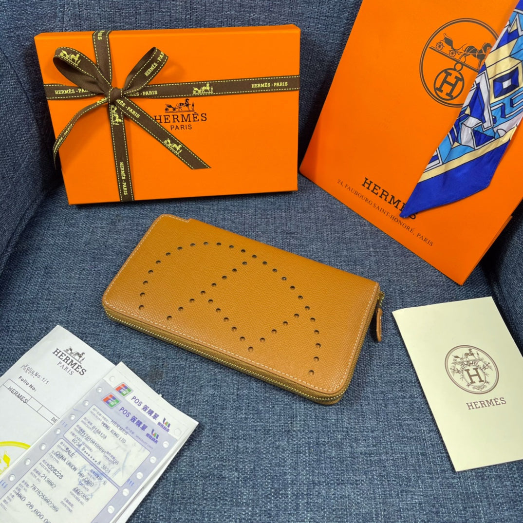 HM SILK'IN HOLED WALLET 19 BRONZE CALFSKIN