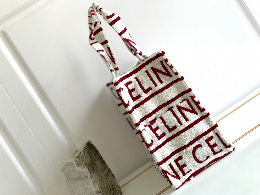 large cabas 41 white burgundy canvas multi logo