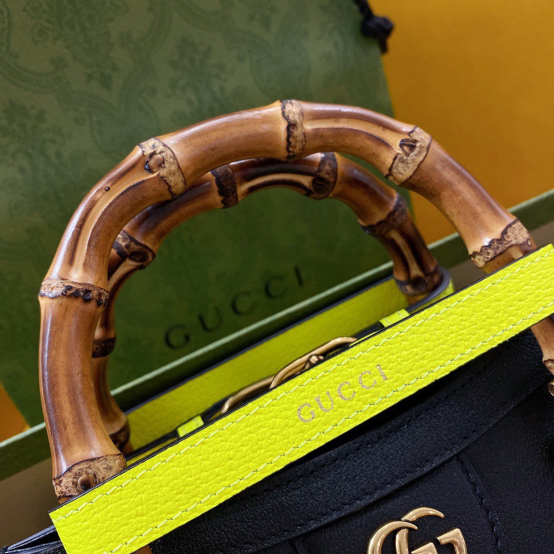 GG Diana Mini 20 Black Textured-Leather Tote Bag