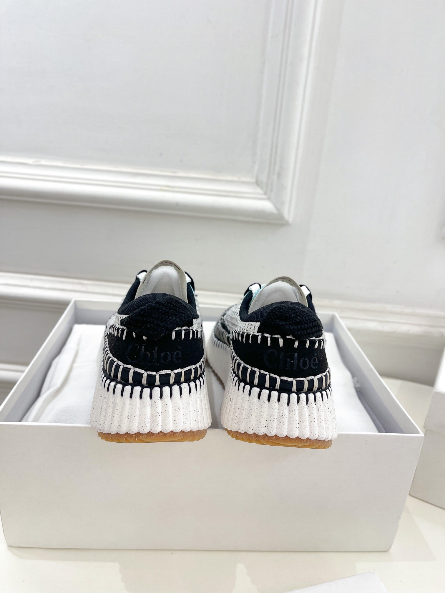 CHLOE NAMA SNEAKER IN BLACK MIX COLORFUL SPECIAL FABRIC
