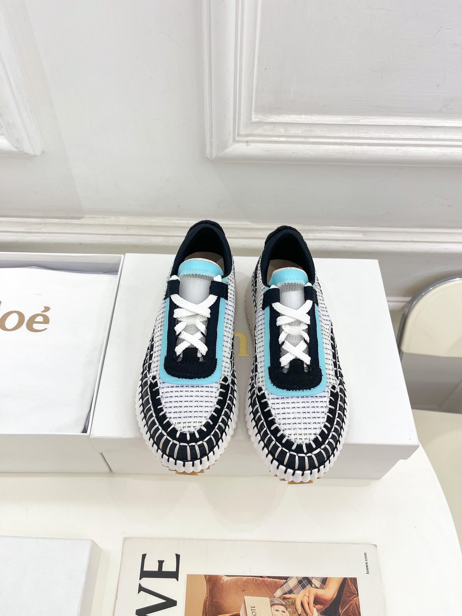 CHLOE NAMA SNEAKER IN BLACK MIX COLORFUL SPECIAL FABRIC