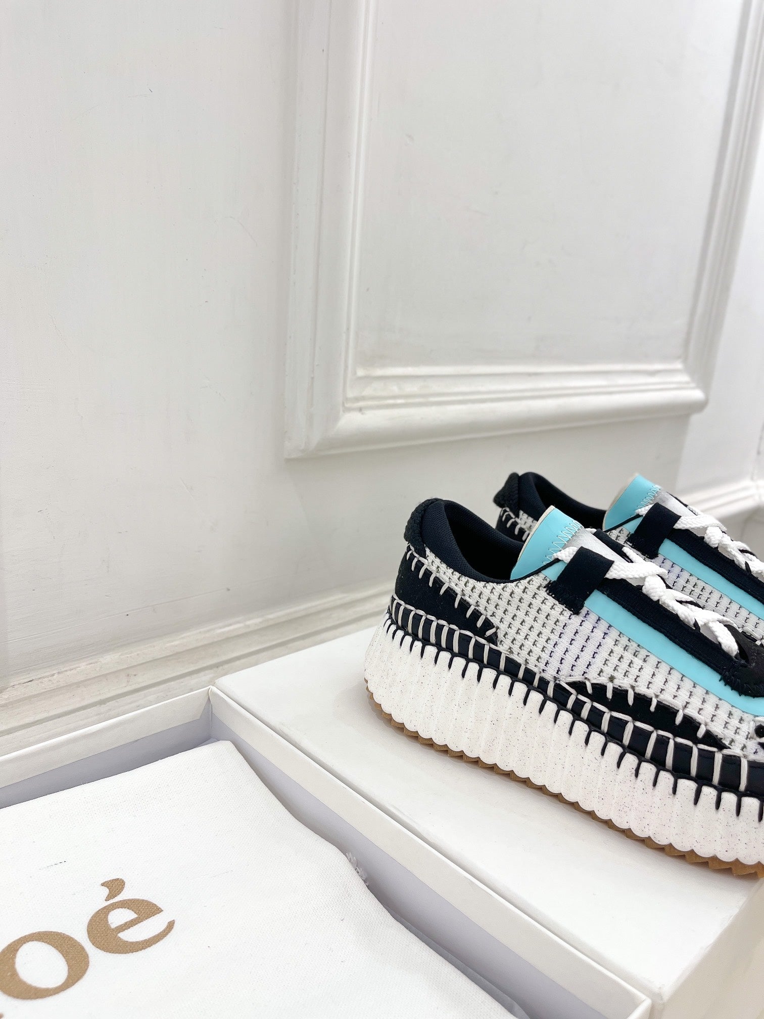 CHLOE NAMA SNEAKER IN BLACK MIX COLORFUL SPECIAL FABRIC