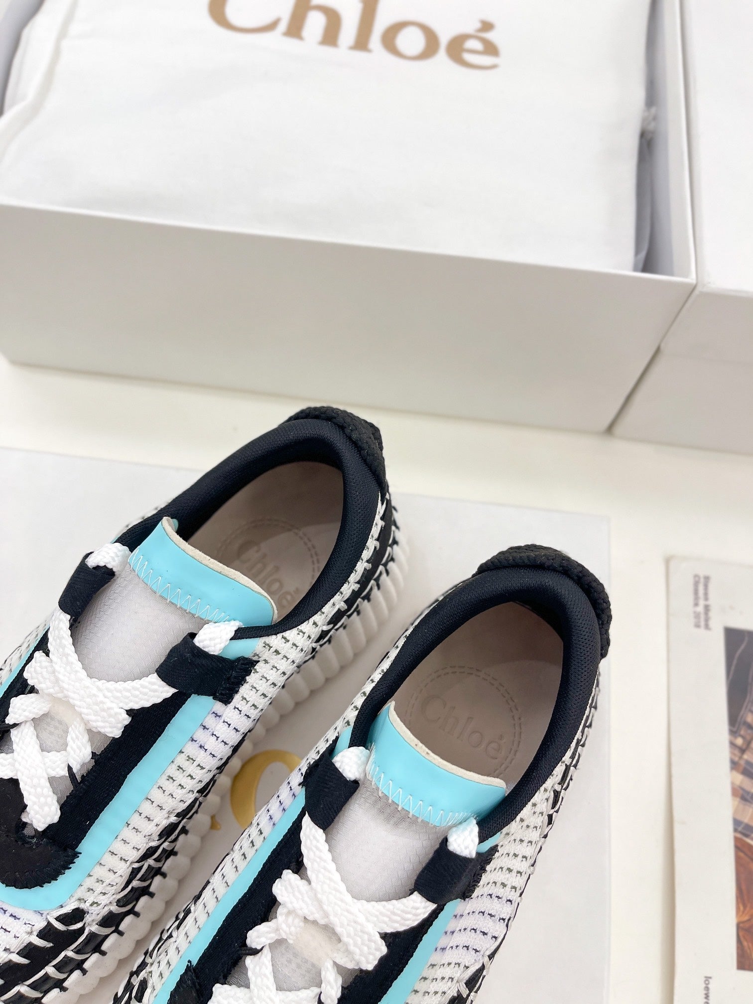 CHLOE NAMA SNEAKER IN BLACK MIX COLORFUL SPECIAL FABRIC