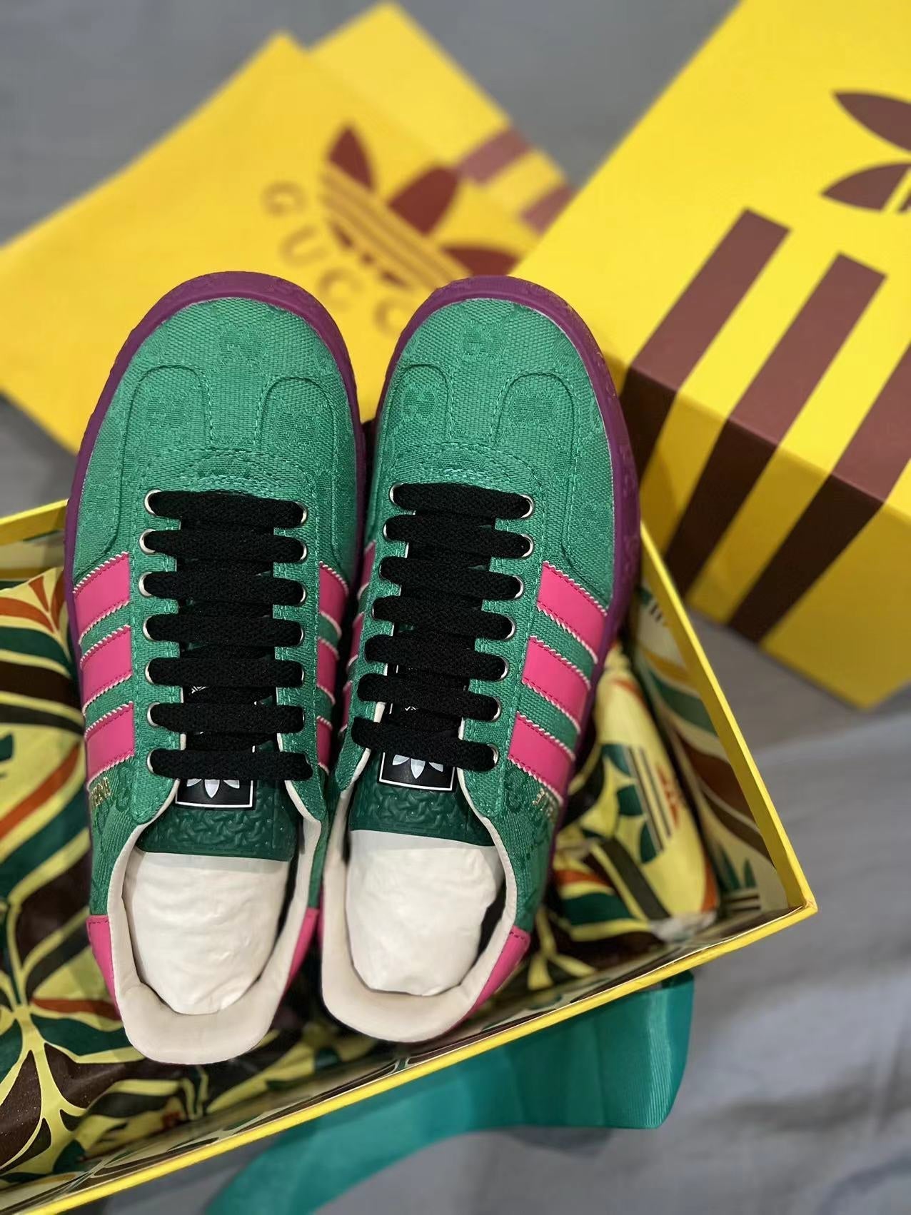 GG Sneaker Green Purple Monogram Canvas