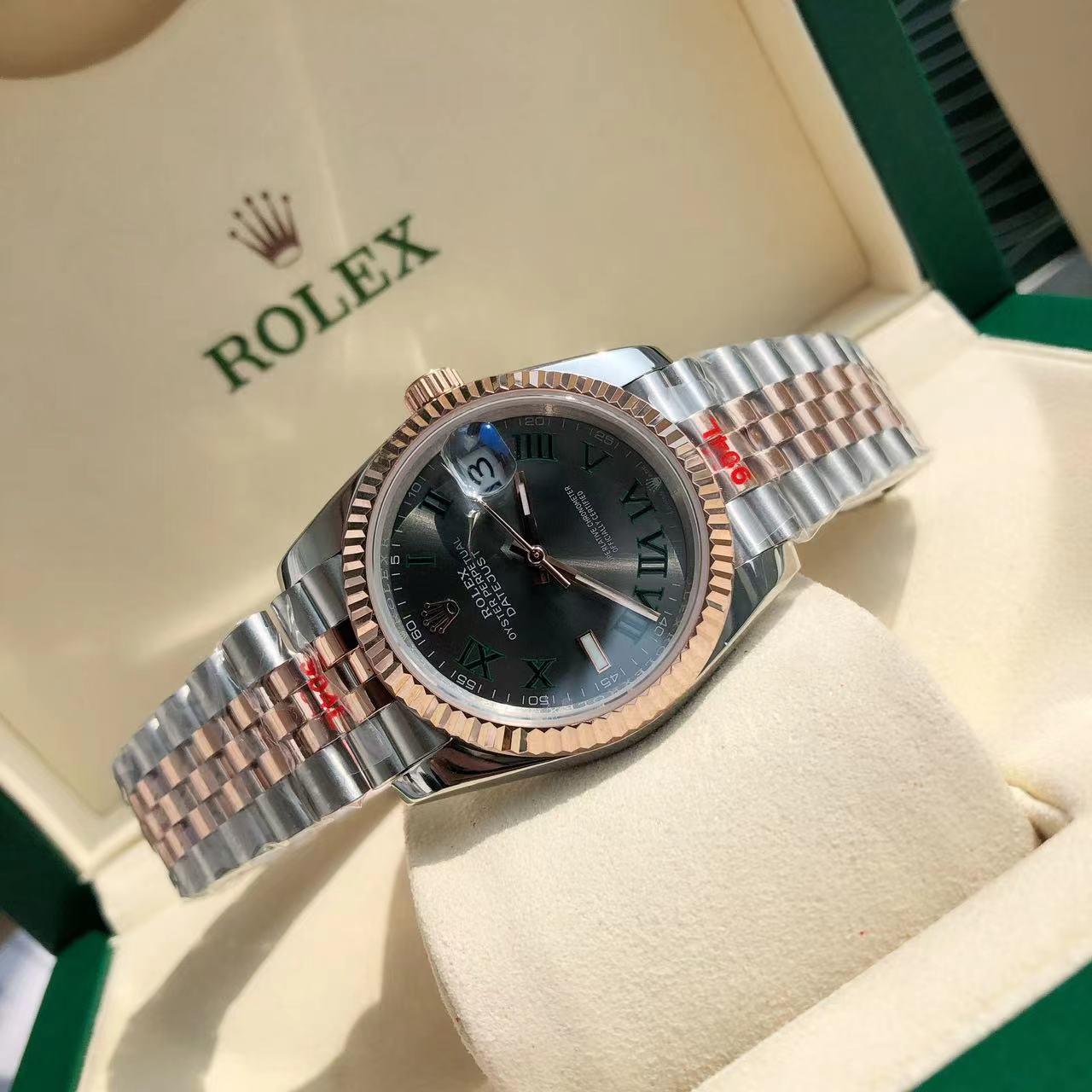 Rolex 25 Datejust 36mm Silver Pink Gold Black
