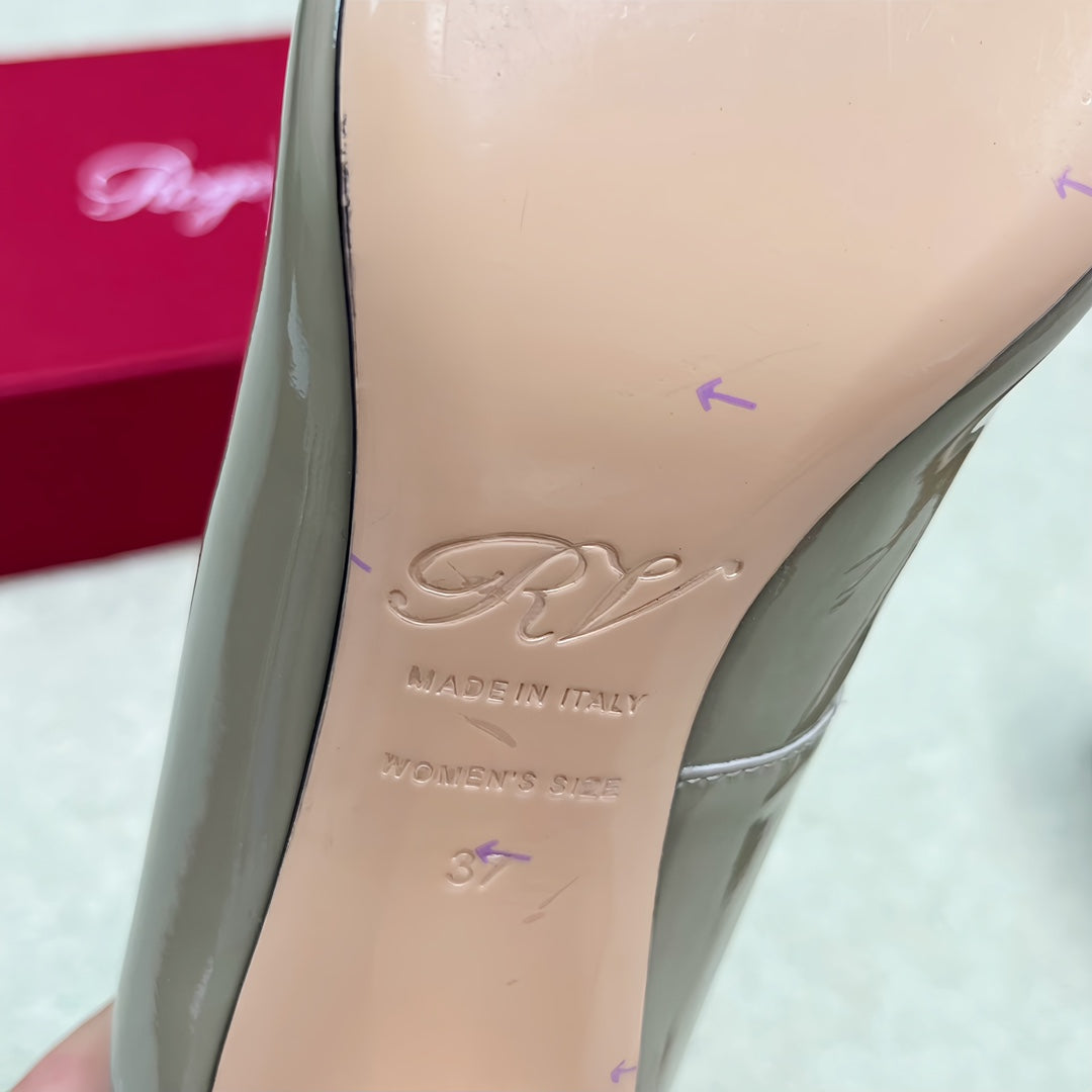 Belle Viv Edition Metal Buckle Pumps 65 Camel Patent Leather