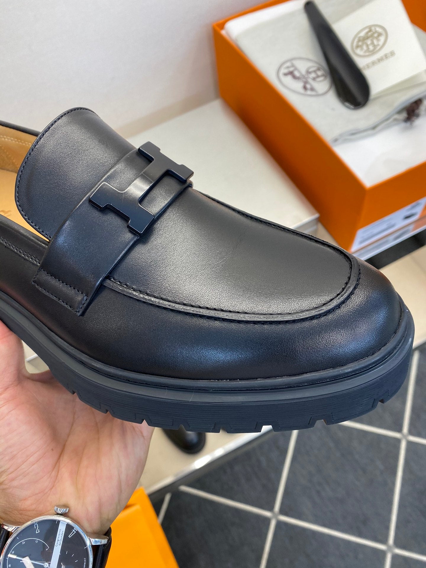 HM Men's Loafer Black Calfskin 540805