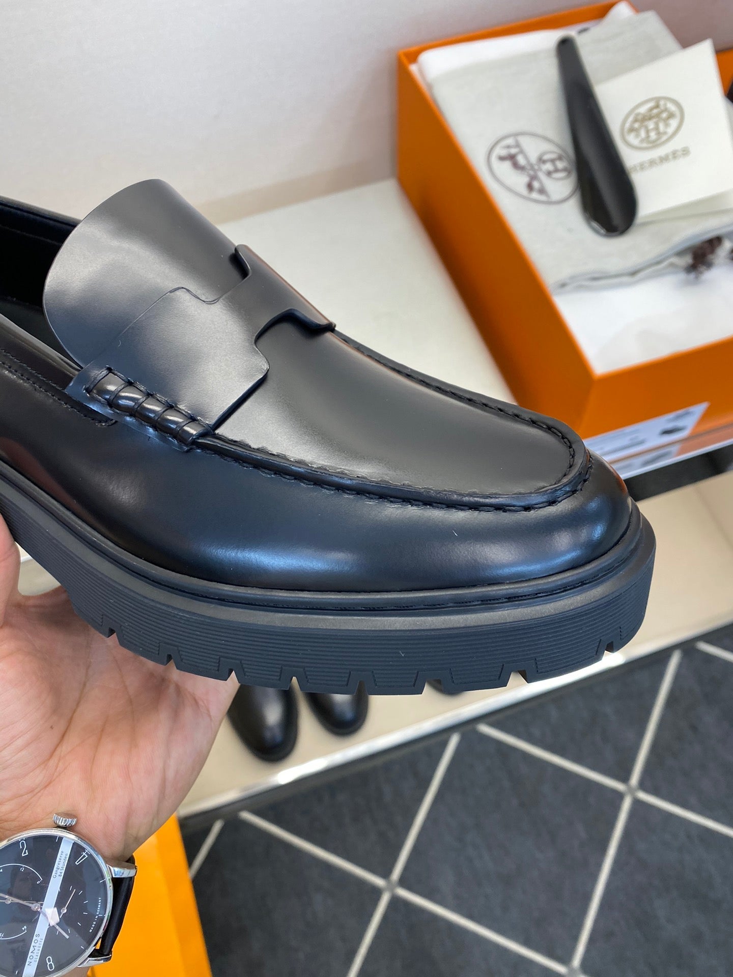 HM Men's Gentle Loafer Black Calfskin 540804