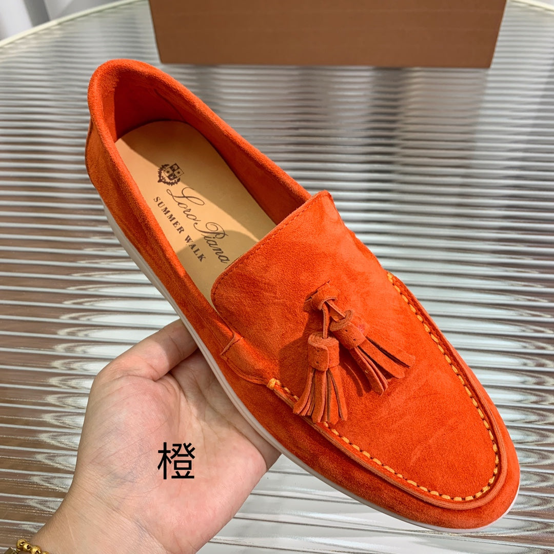 lp dot sole walk loafer orange suede