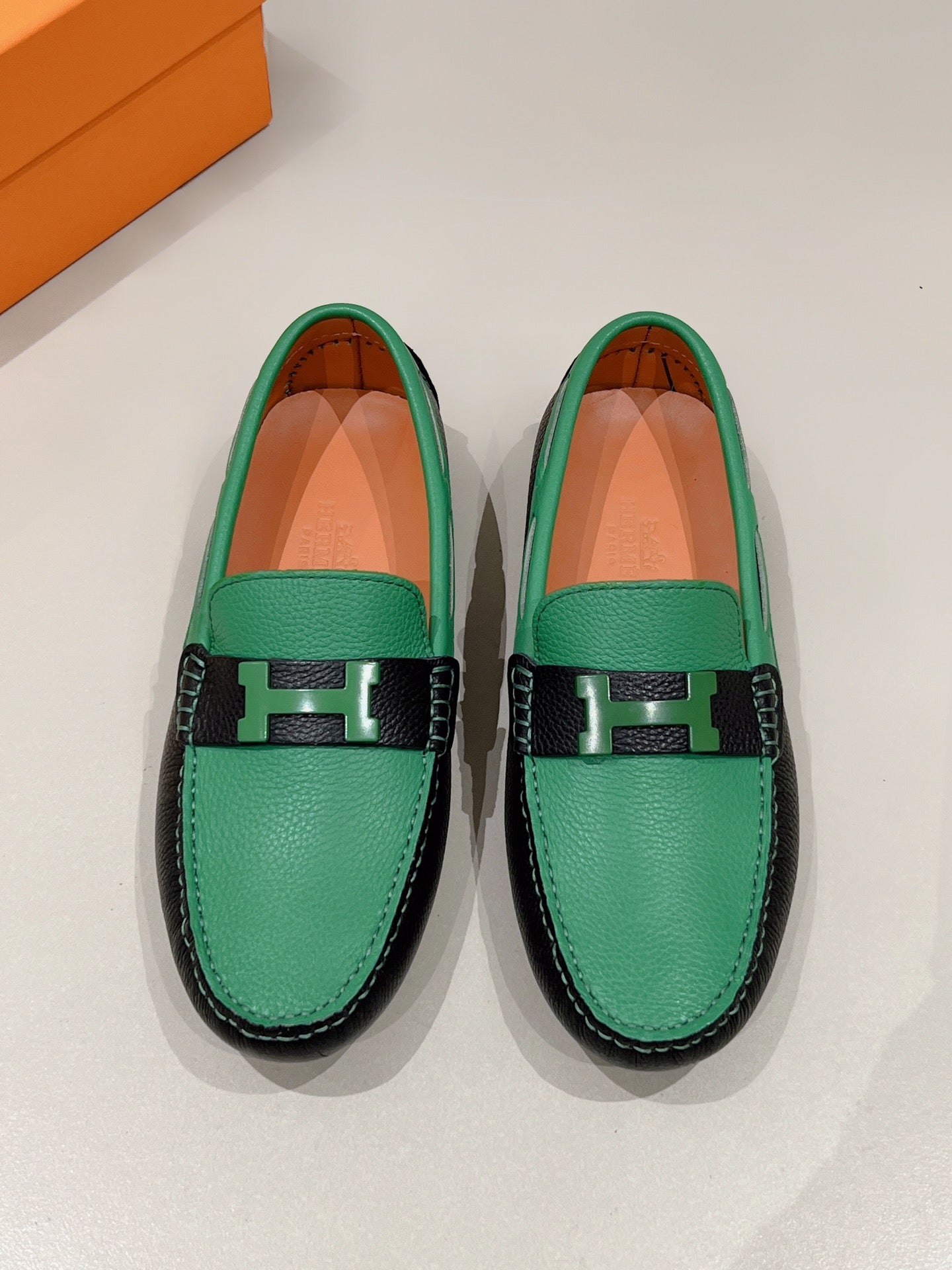 HM Men's Loafer Green Cowhide 557570