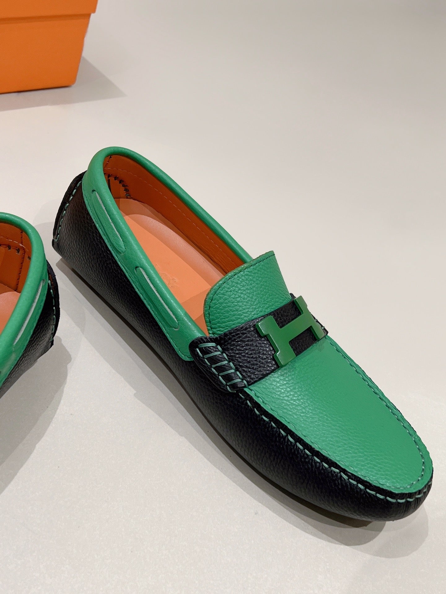 HM Men's Loafer Green Cowhide 557570