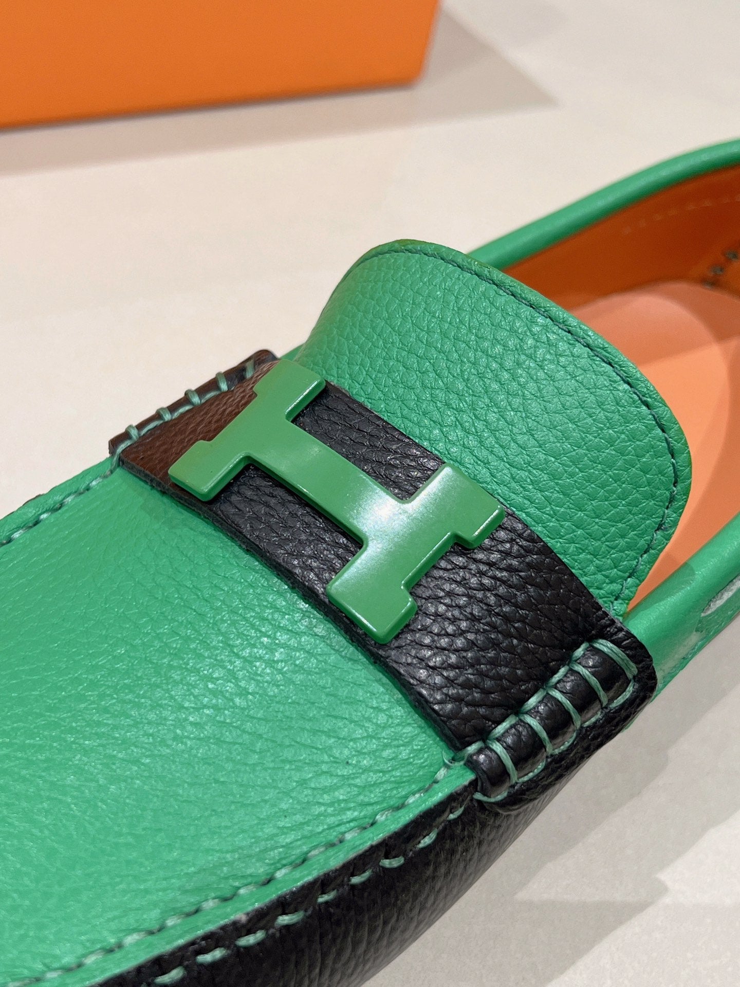 HM Men's Loafer Green Cowhide 557570