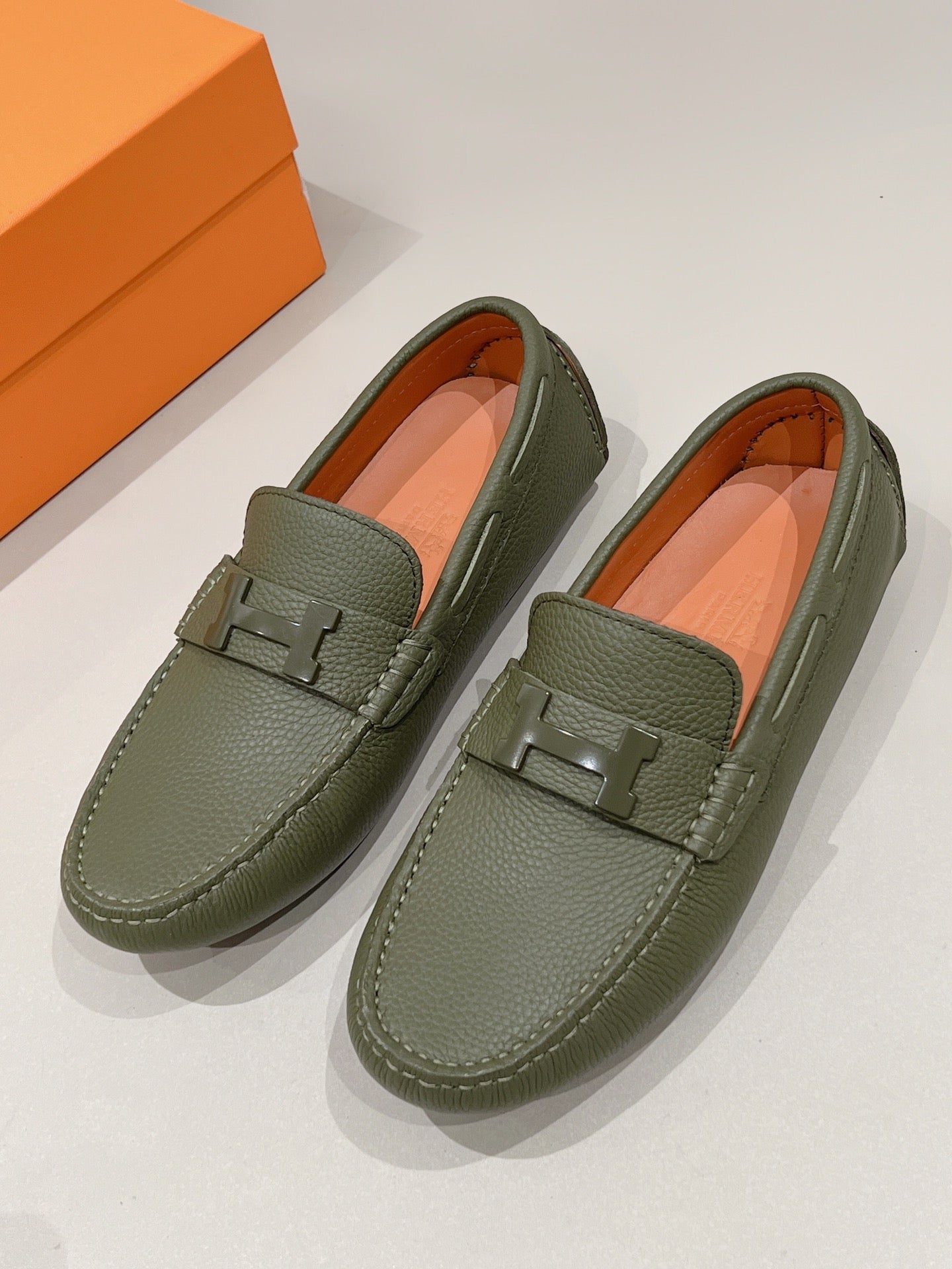 HM Men's Loafer Moss Green Cowhide 557571