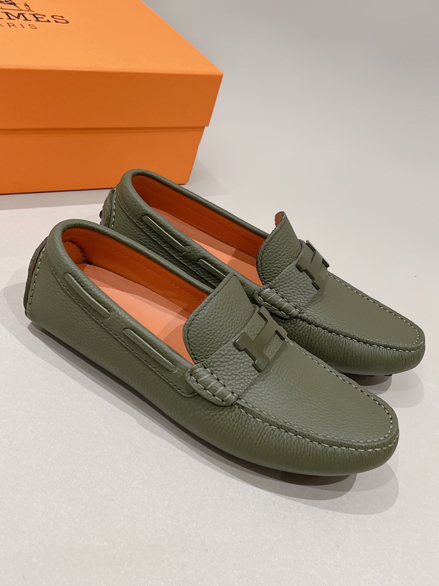 HM Men's Loafer Moss Green Cowhide 557571