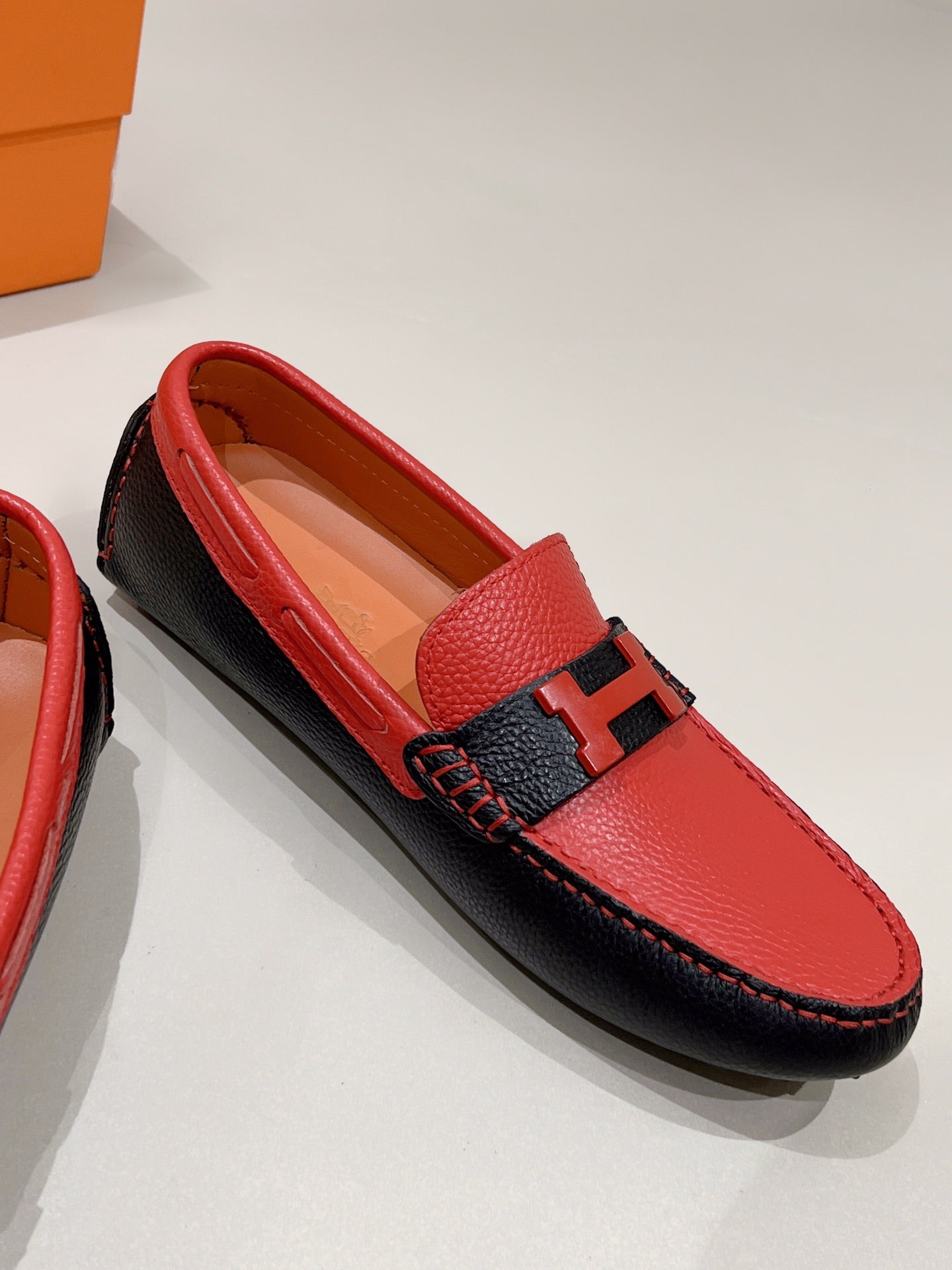 HM Men's Loafer Red Cowhide 557572