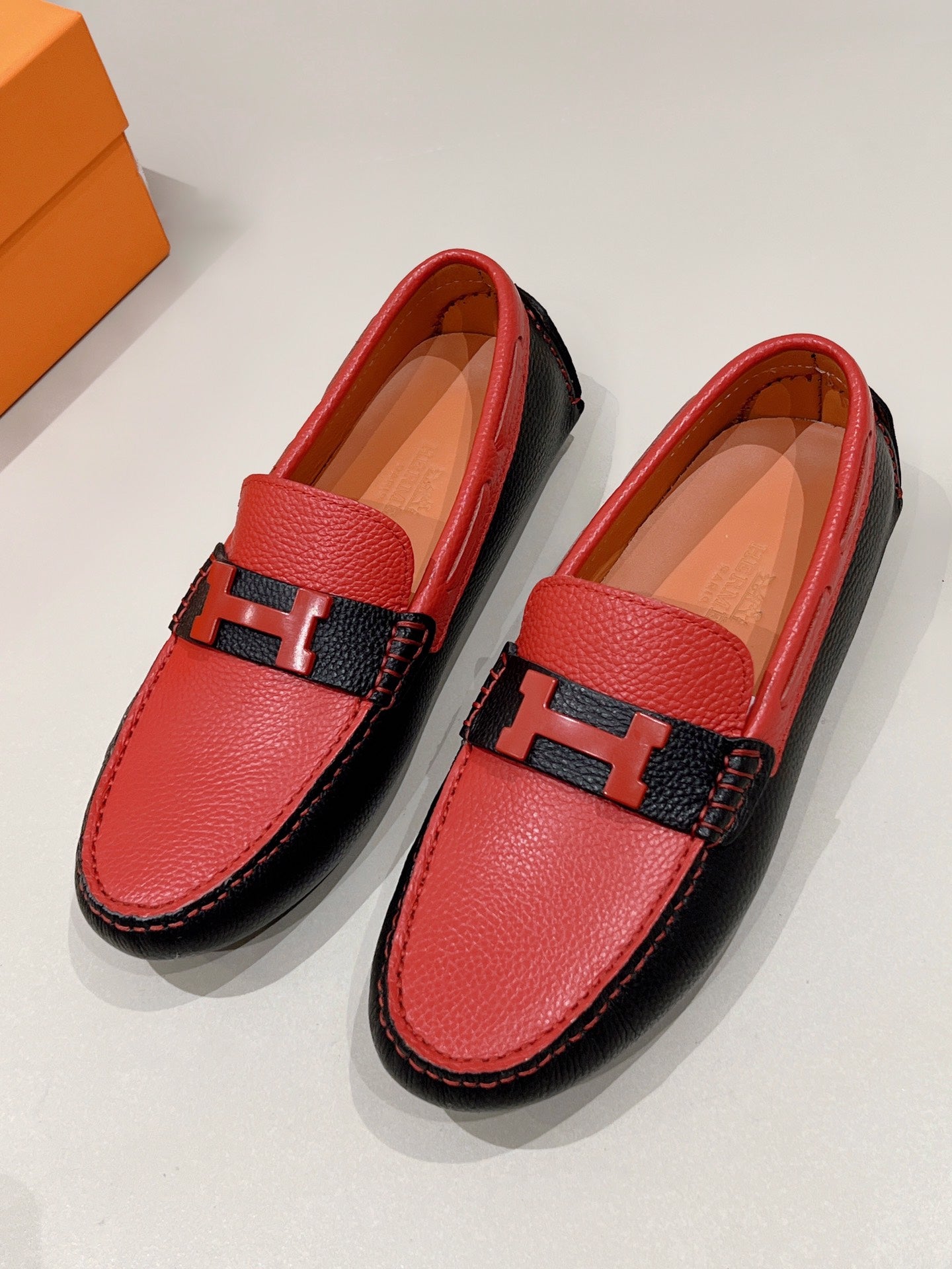 HM Men's Loafer Red Cowhide 557572