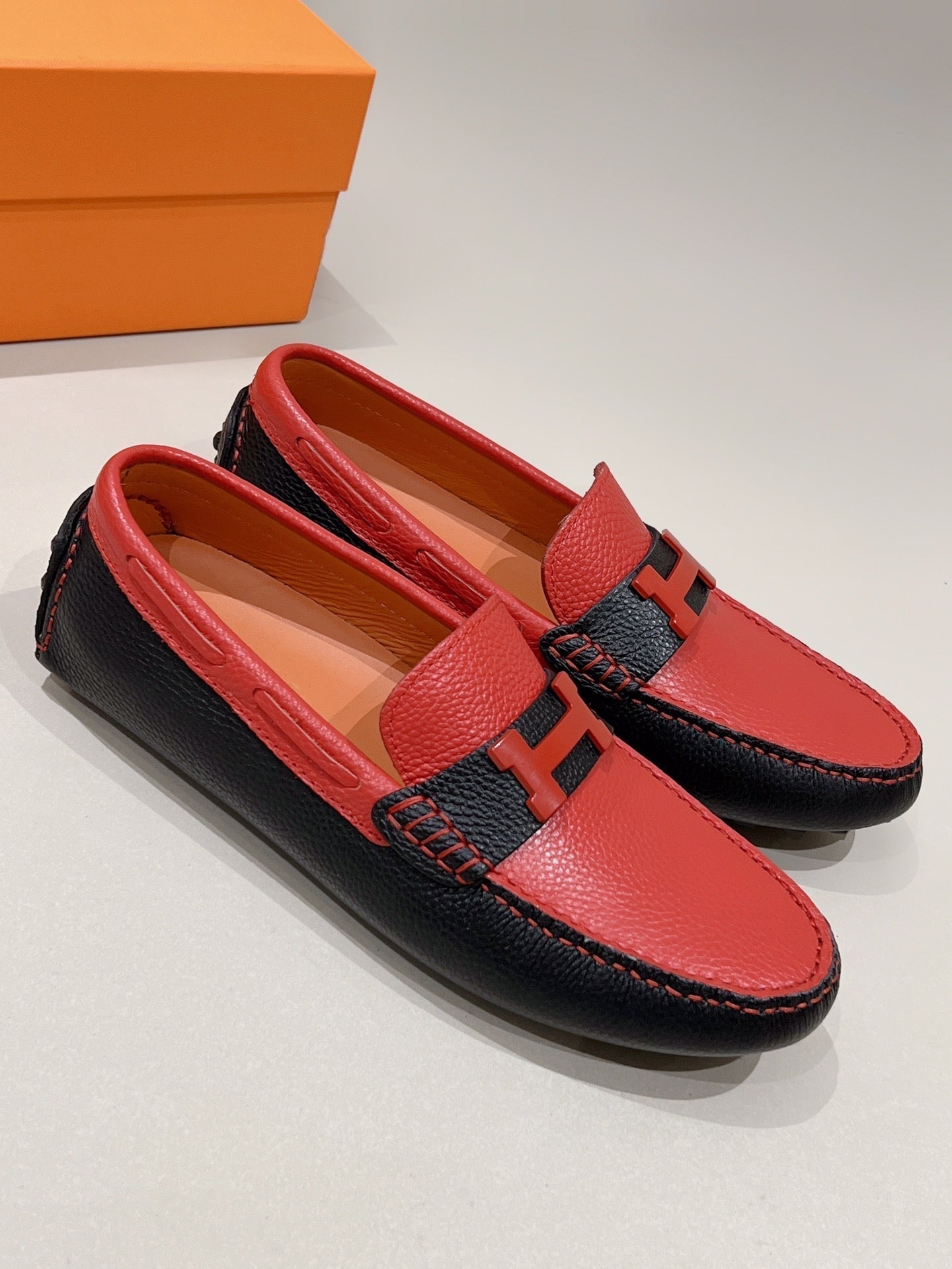 HM Men's Loafer Red Cowhide 557572