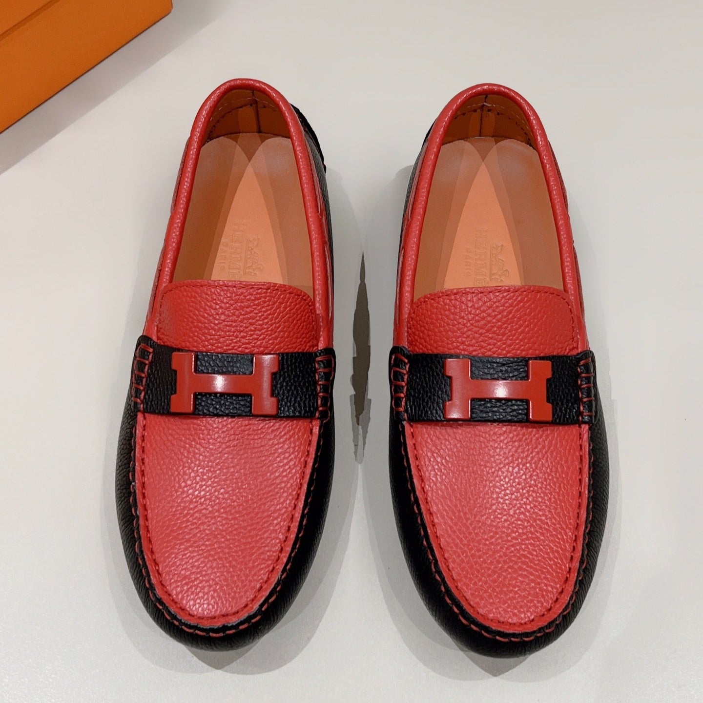 HM Men's Loafer Red Cowhide 557572