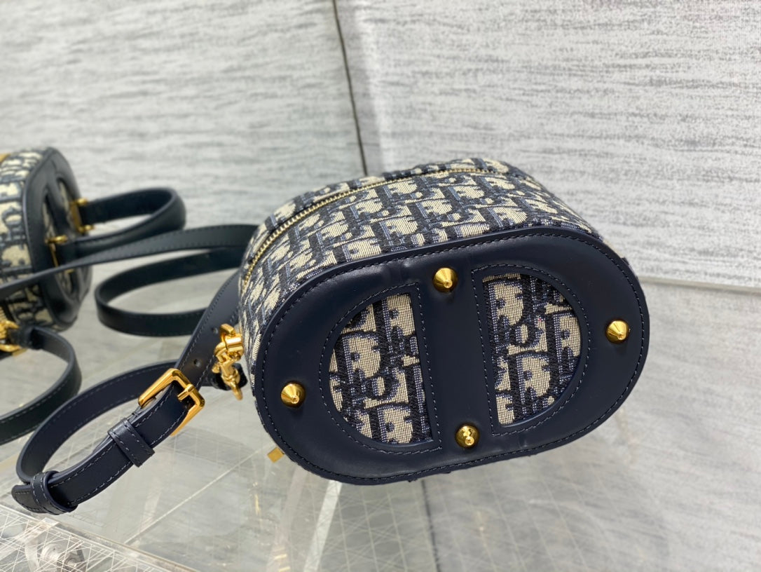 CD Signature Vanity Blue Calf Leather Cotton