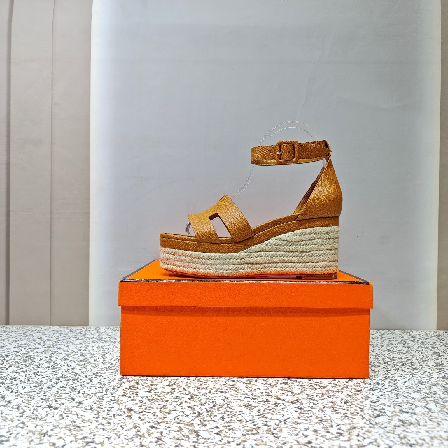 ELDA ESPADRILLE 80 AMBER CALFSKIN