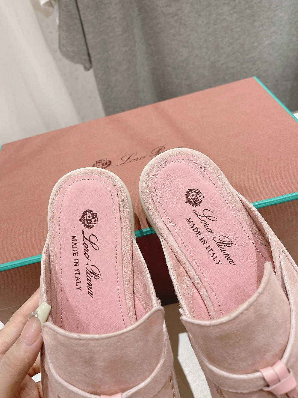 LP CHARMS WALK BABOUCHE LOAFERS PASTEL PINK SUEDE