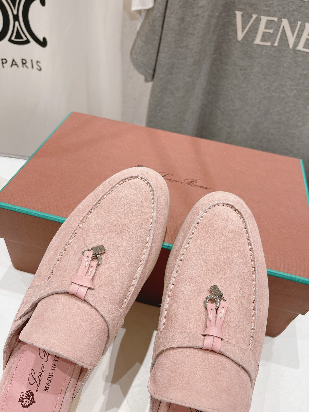 LP CHARMS WALK BABOUCHE LOAFERS PASTEL PINK SUEDE