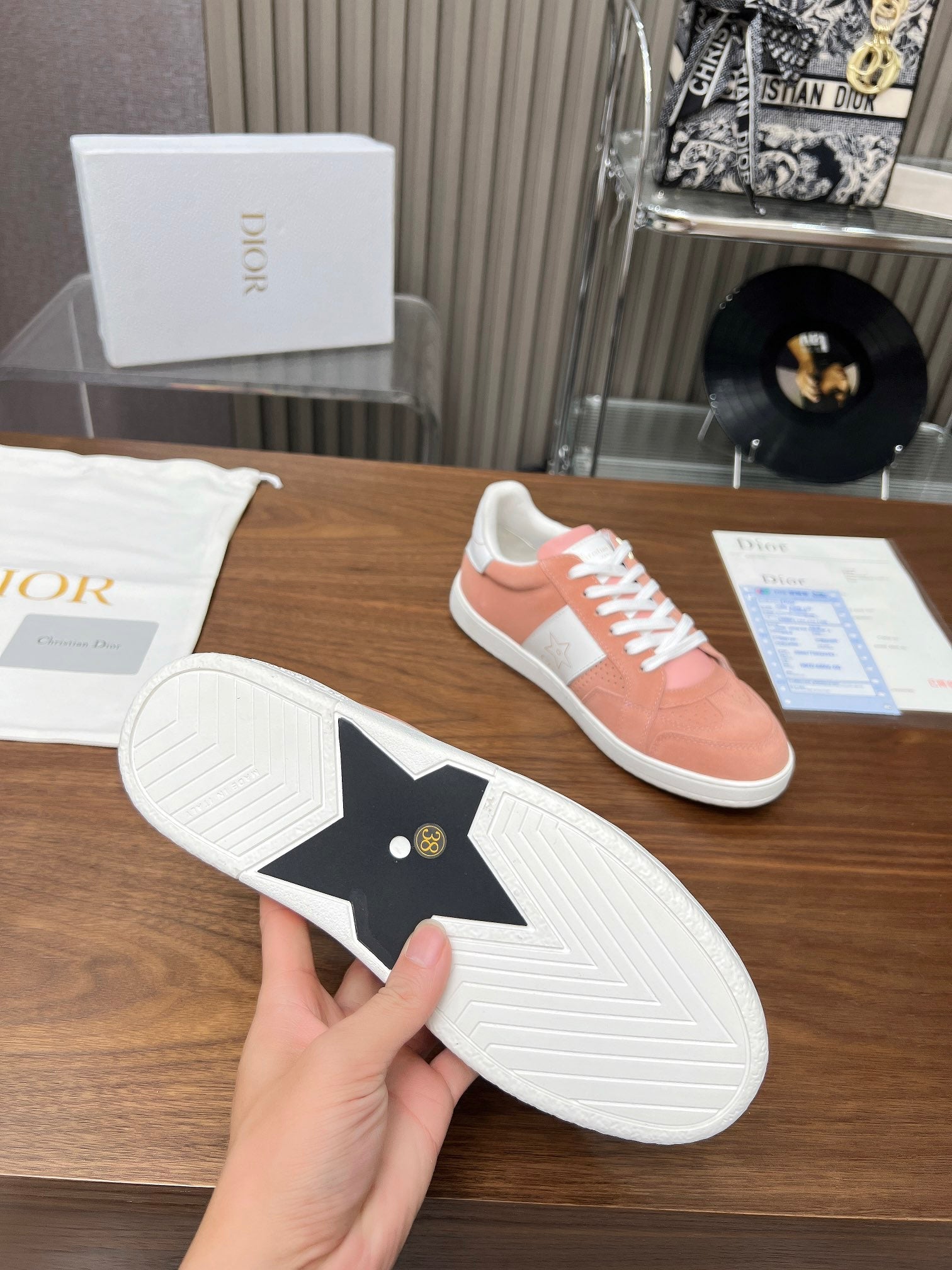 CD Star Sneaker Pink Orange Suede And Calfskin
