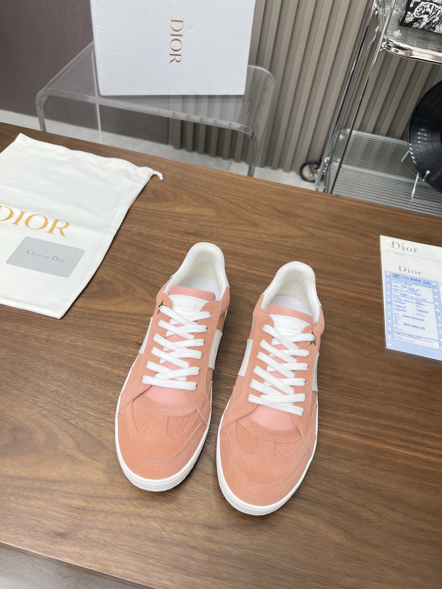 CD Star Sneaker Pink Orange Suede And Calfskin
