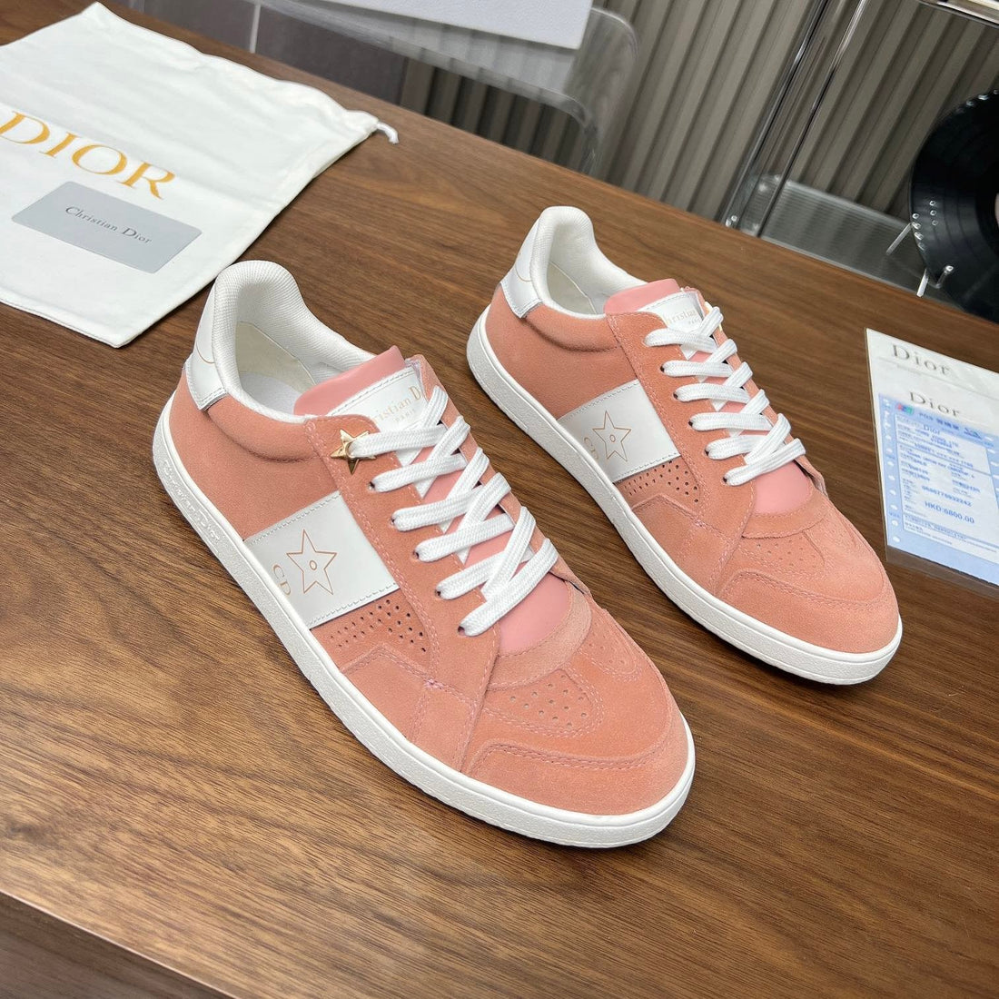 CD Star Sneaker Pink Orange Suede And Calfskin