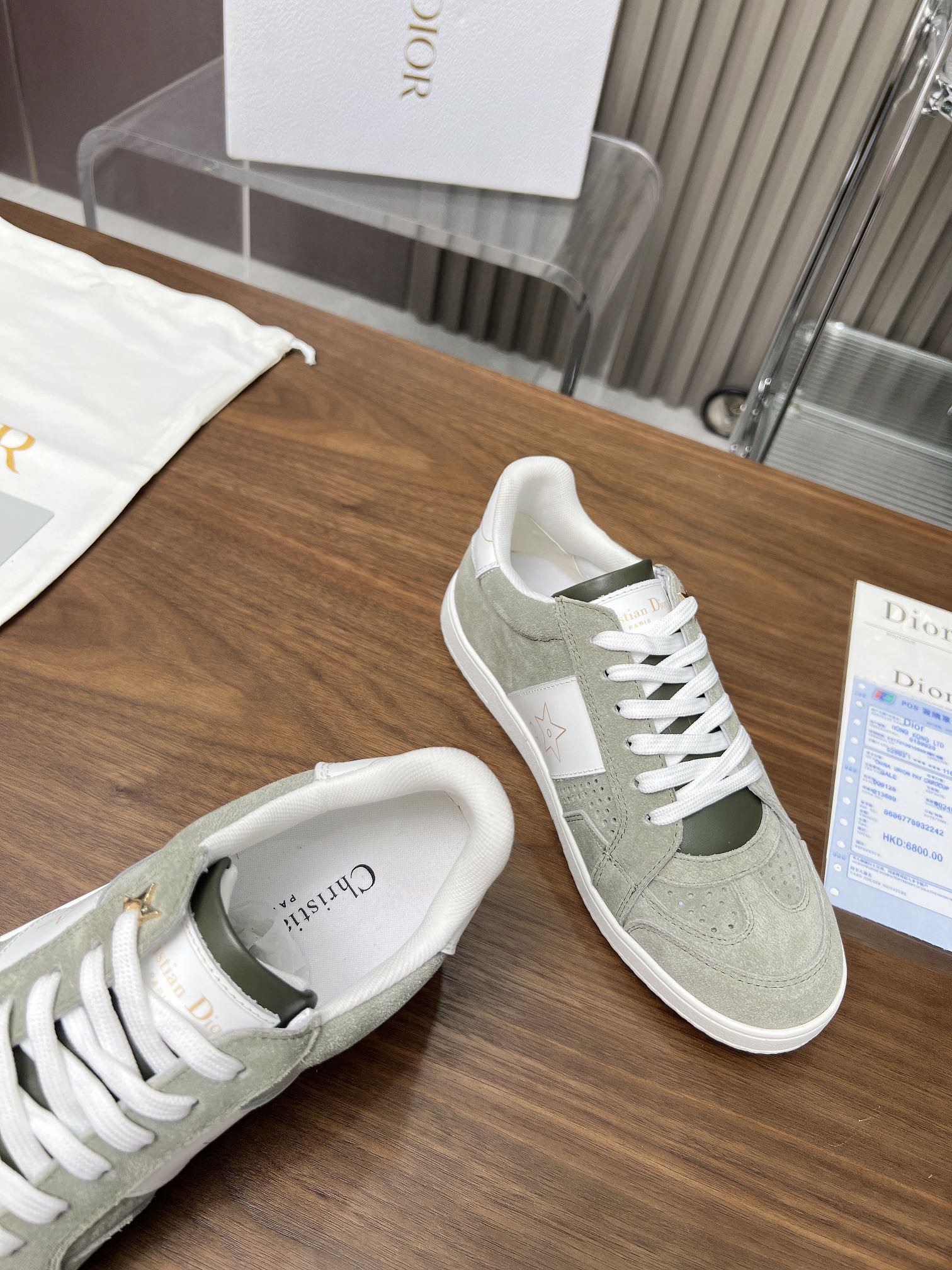 CD Star Sneaker Grey Green Suede And Calfskin