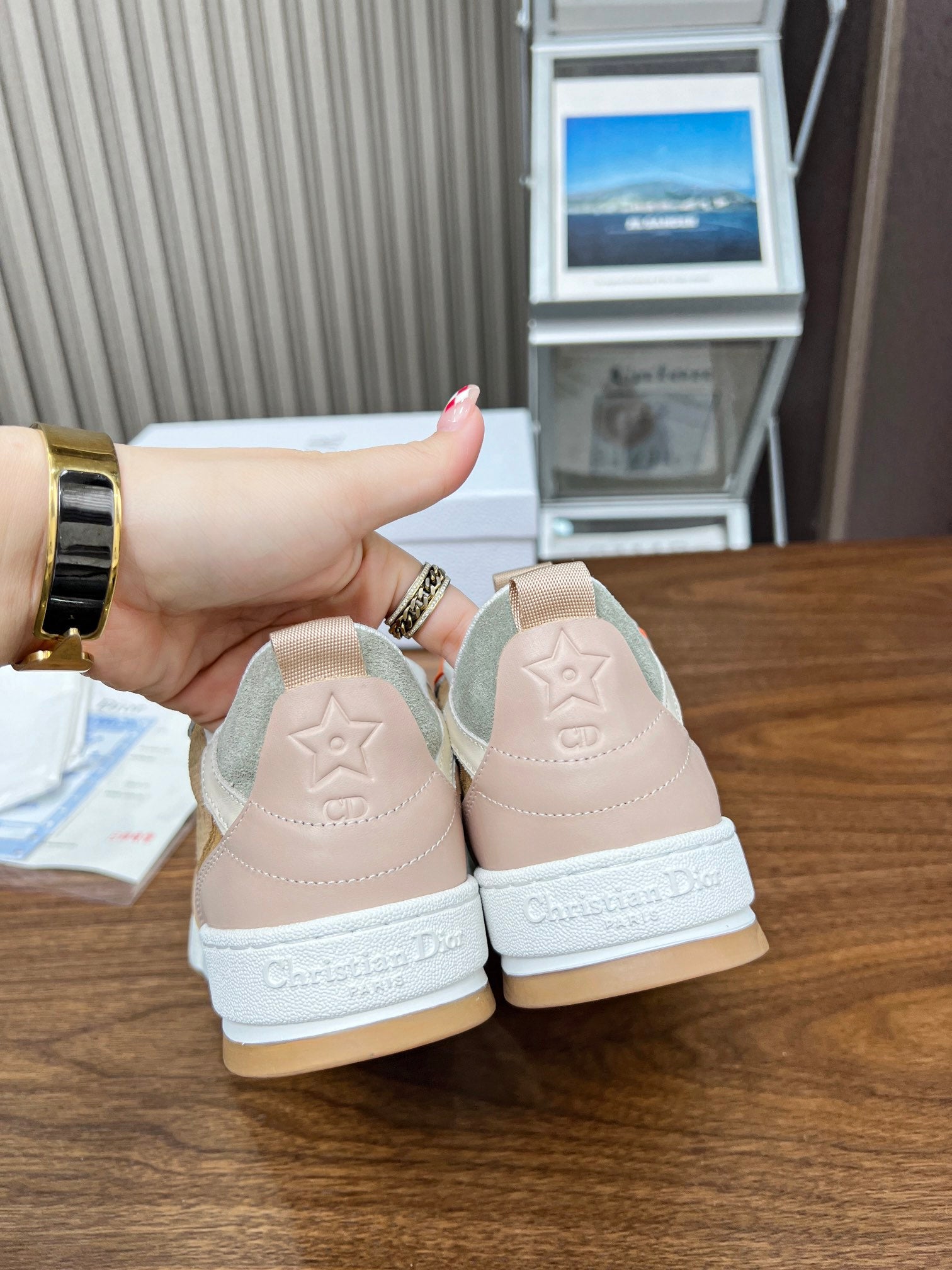 CD One Sneaker Brown Orange Mix Grey Beige Oblique Perforated Suede And Calfskin