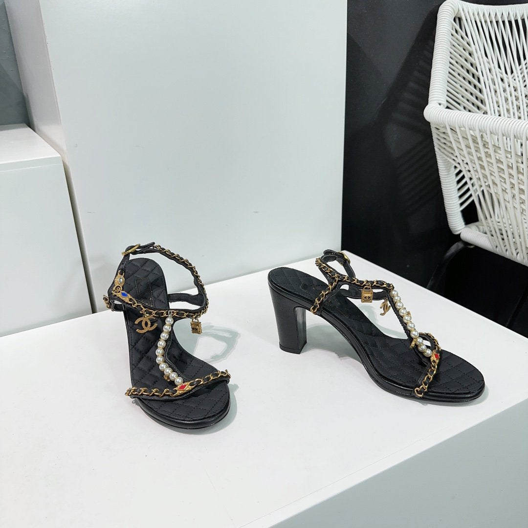 high heel sandal 85 black quilted calfskin mop