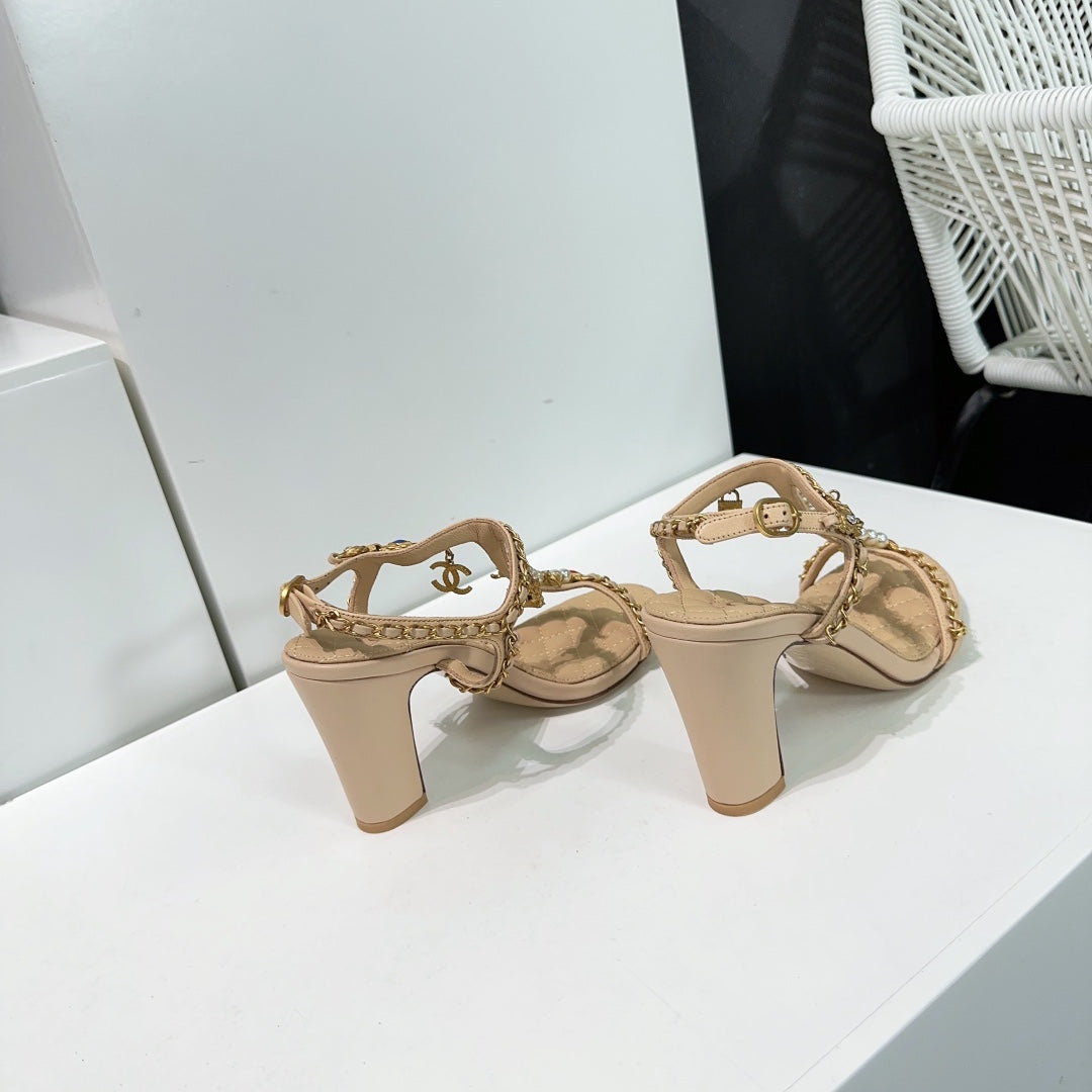 high heel sandal 85 beige quilted calfskin mop