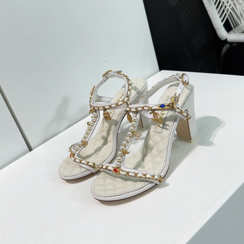 high heel sandal 85 white quilted calfskin mop